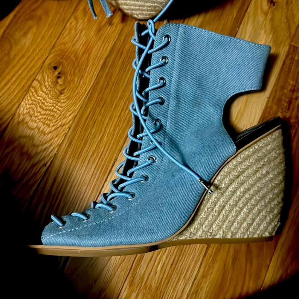 Rebecca Minkoff wedge denim sandals